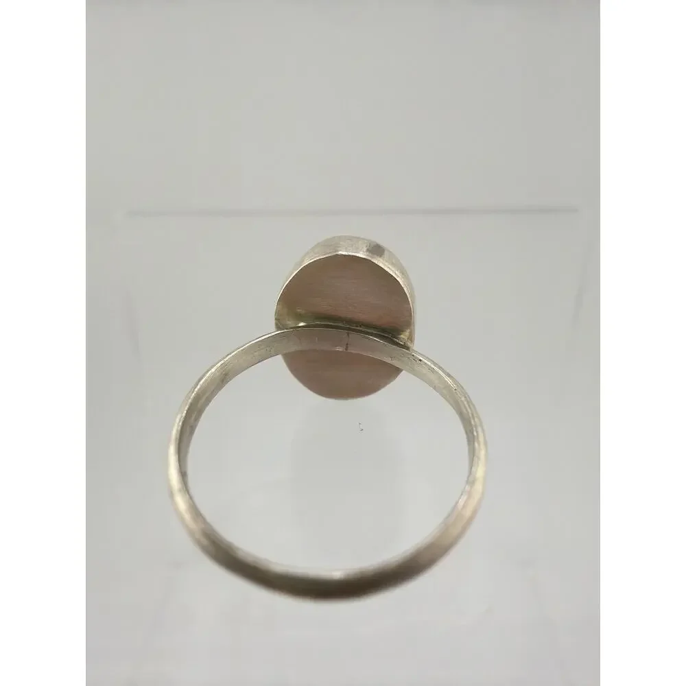 Oval Purple Copper Turquoise 925 Sterling Silver Ring Size 7